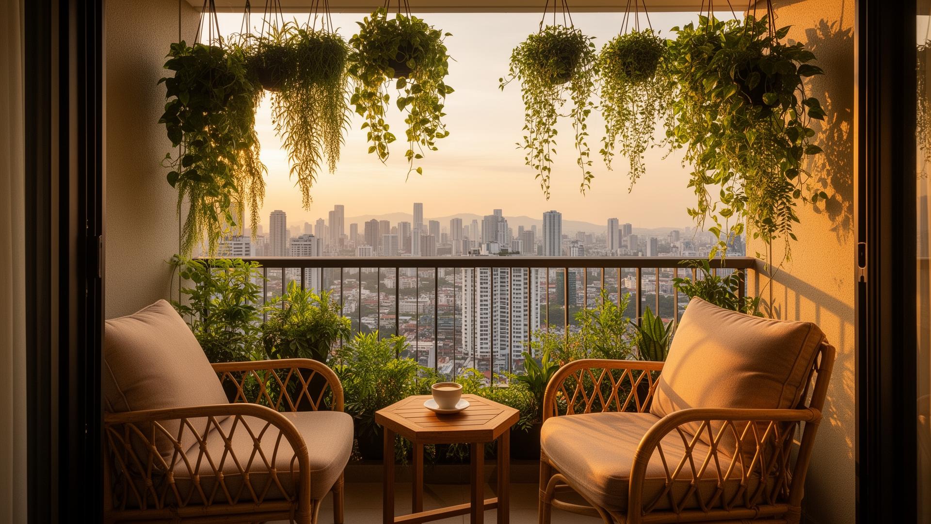 Private balcony at golden hour